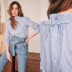 Like new Sézane Blouse Clothilde in Blue and White Stripe - Size 40 (8)